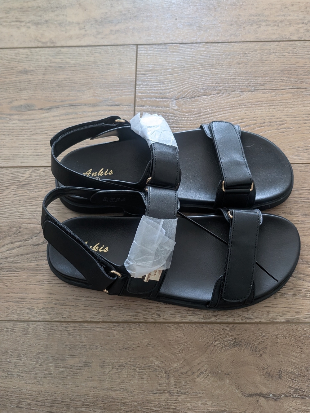 Women's Black Adjustable Strap Sandals